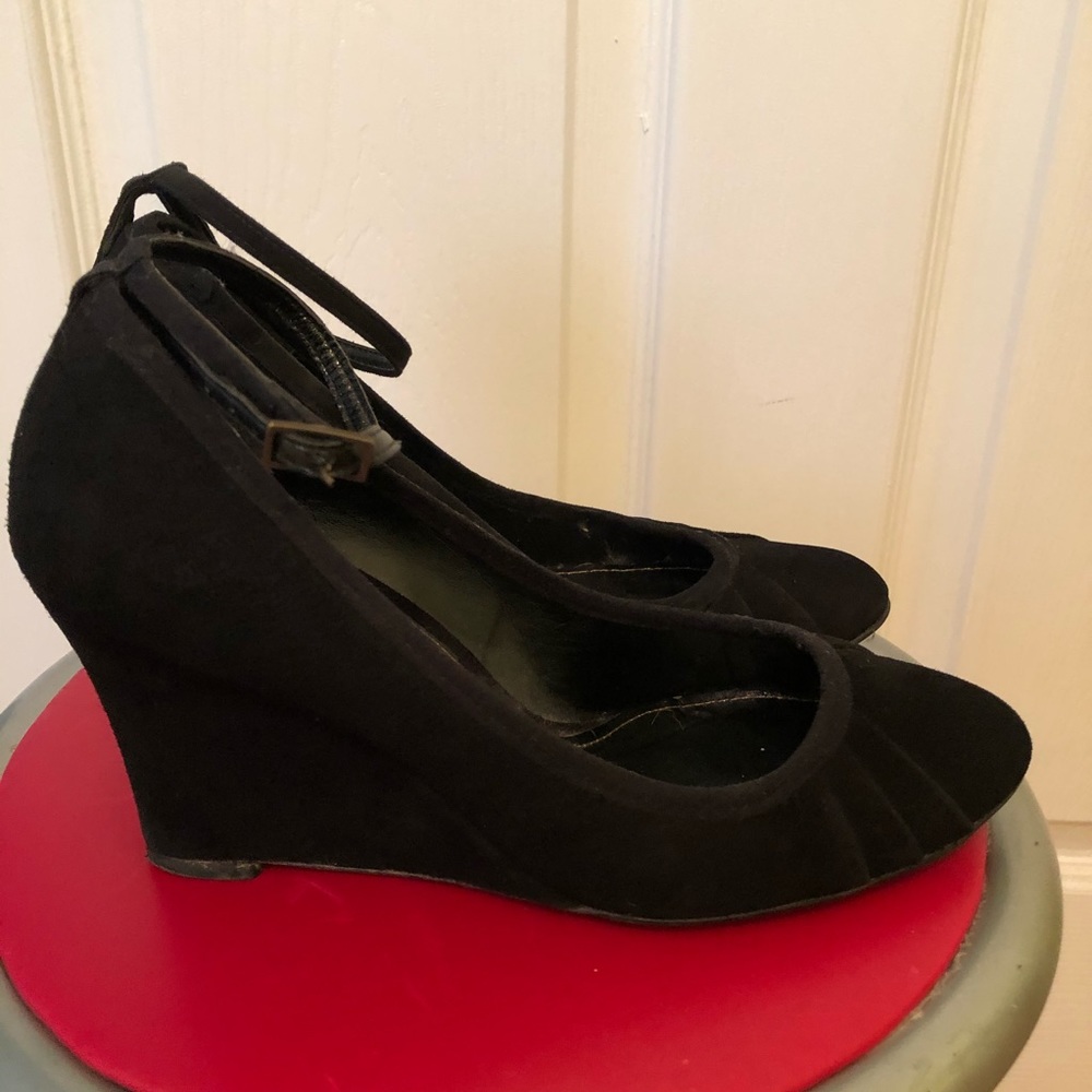 ZARA wedge heels, suede and delicate ankle straps.